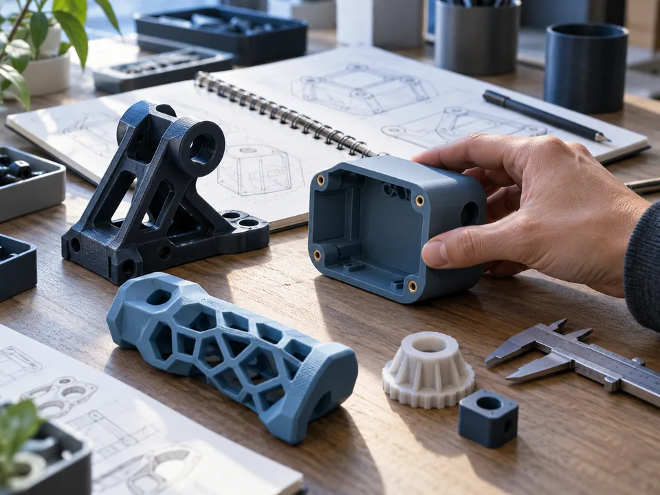 Maker controlla un componente stampato su misura