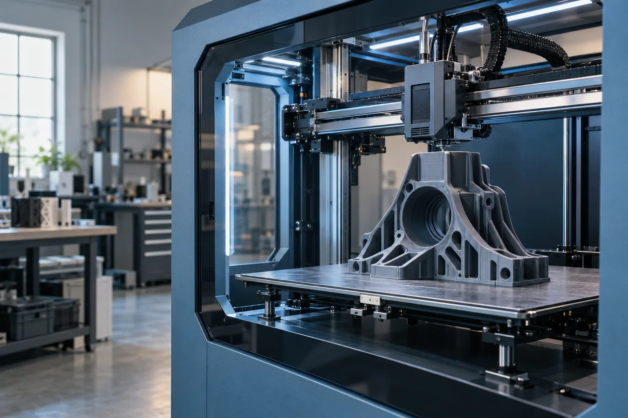 Stampante 3D al lavoro su un componente